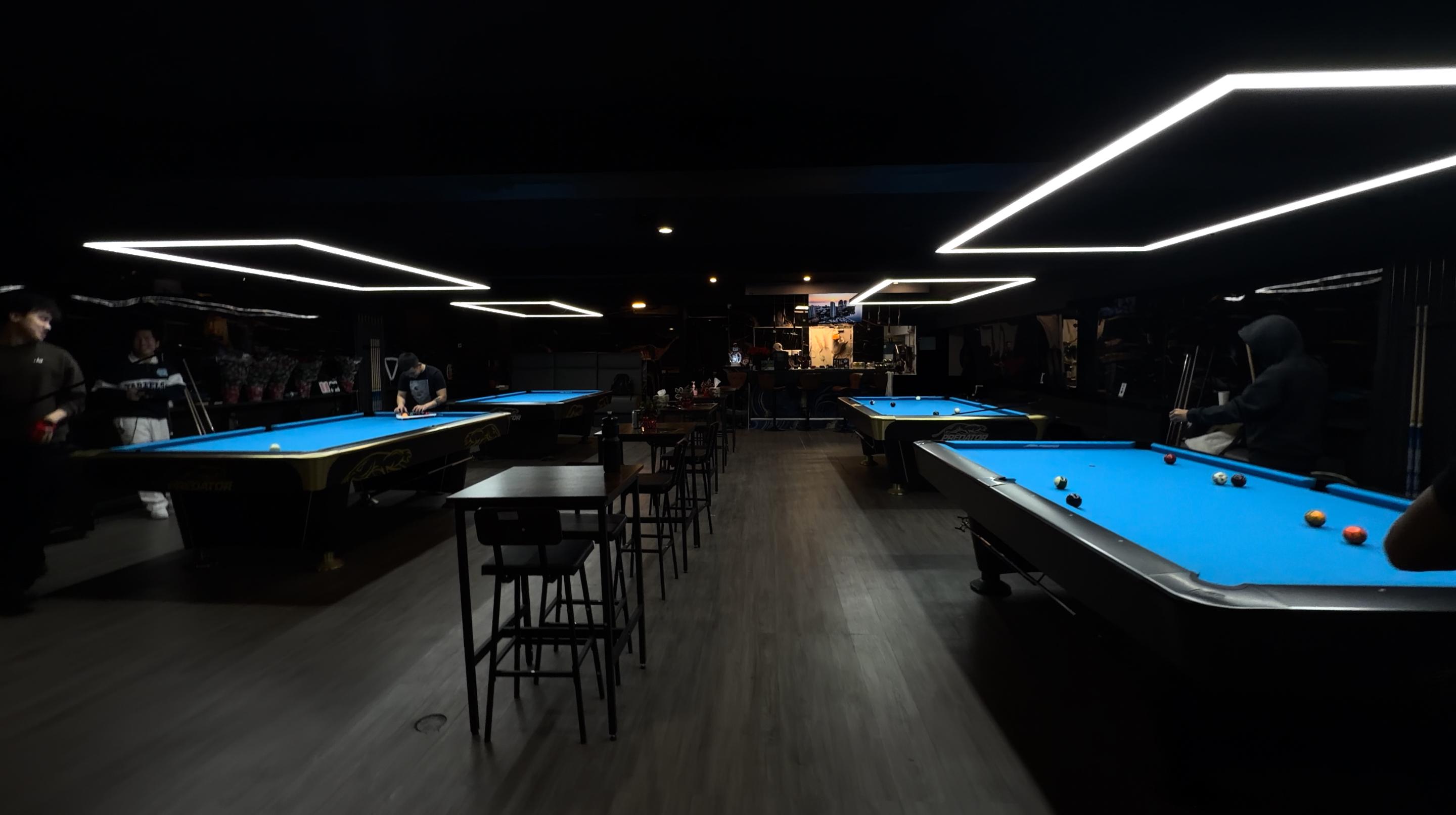 Row of premium Predator pool tables